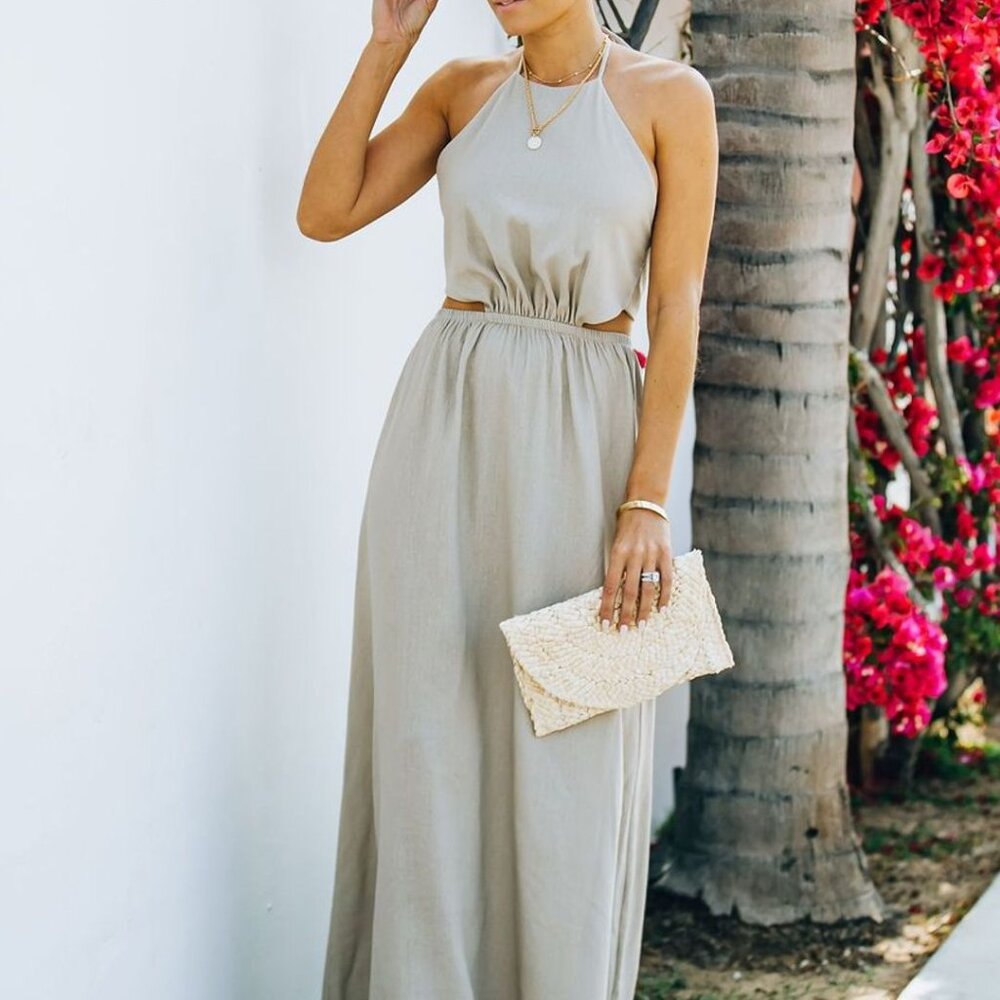 Rachelle Linen Blend Cutout Maxi